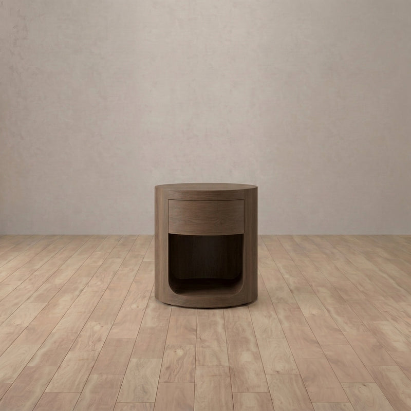 Modena Round Nightstand — Walnut