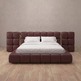 Performance Leather Burgundy — Extended Headboard with Integrated Lighting