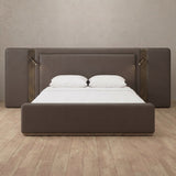 Performance Leather Truffle — Extended Headboard with Integrated Lighting