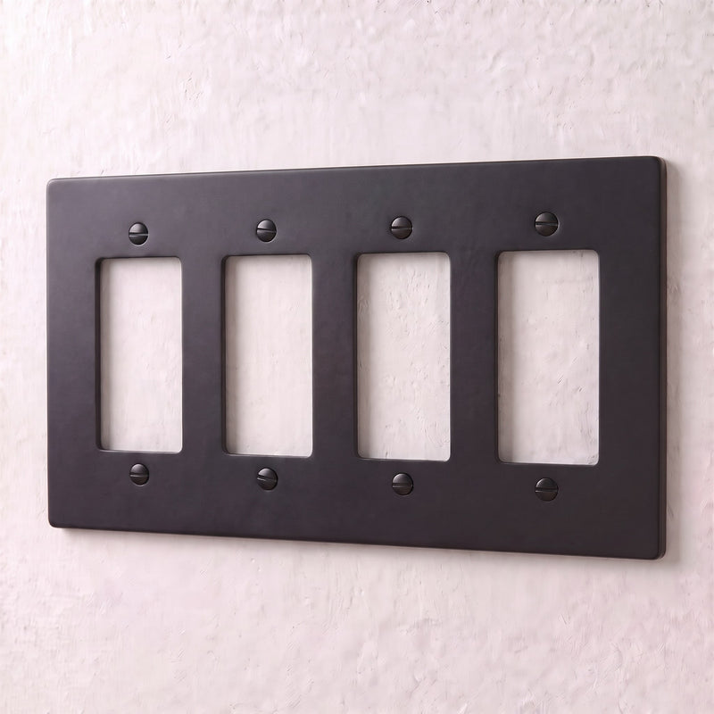 Brass Wall Plate — 4 Gang · Night Black