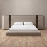 Boucle Taupe — Extended Headboard with Integrated Lighting