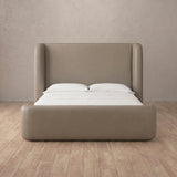 Performance Leather Taupe — Full Height Headboard