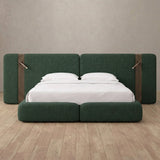 Linen Blend Forest Green — Extended Headboard with Integrated Lighting