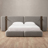 Boucle Pewter — Extended Headboard with Integrated Lighting