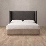 Linen Blend Smoke — Full Height Headboard