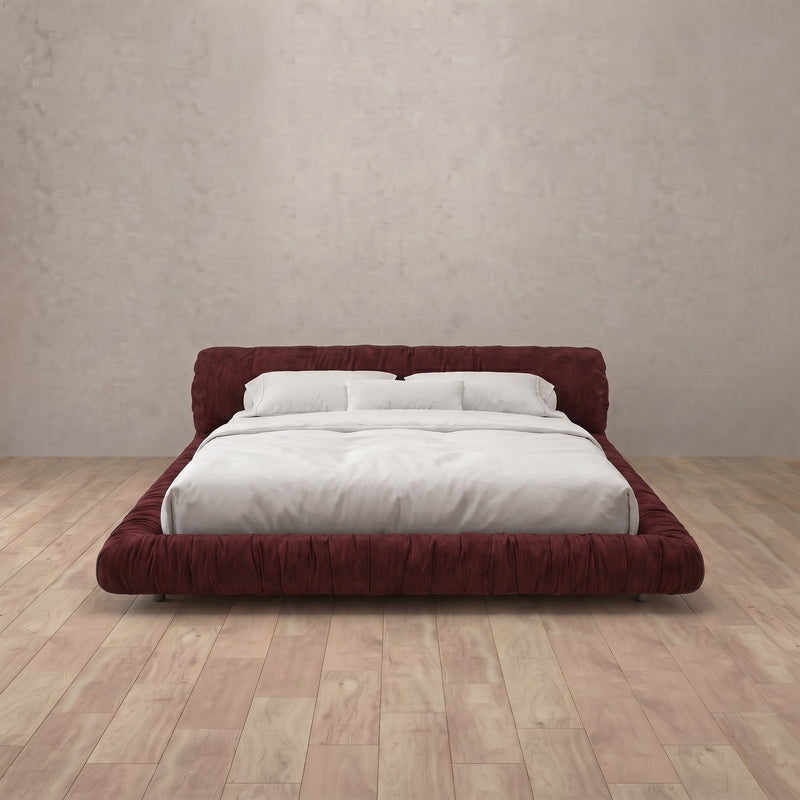 Miles Bed — Linen Blend Burgundy