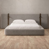 Boucle Pewter — Extended Headboard with Integrated Lighting