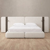Linen Blend Off White — Extended Headboard with Integrated Lighting