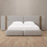 Linen Blend Pewter — Extended Headboard with Integrated Lighting