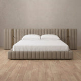Performance Leather Taupe — Extended Headboard with Integrated Lighting