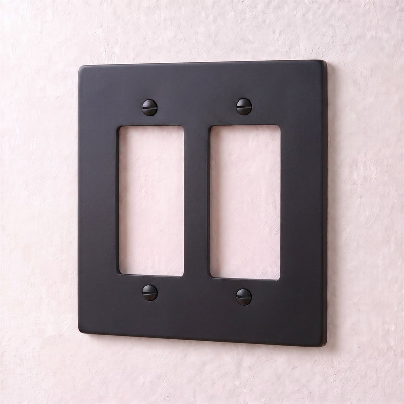 Brass Wall Plate — 2 Gang · Night Black