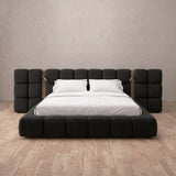 Boucle Charcoal — Extended Headboard with Integrated Lighting