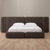 Linen Blend Truffle — Extended Headboard with Integrated Lighting