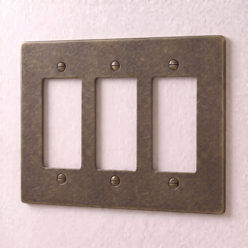 Brass Wall Plate — 3 Gang · Bronze with Patina