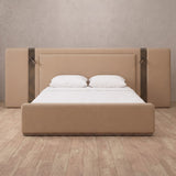 Performance Leather Latte — Extended Headboard with Integrated Lighting