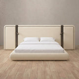 Performance Leather Cream — Extended Headboard with Integrated Lighting