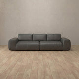Top Grain Leather::American Leather Sofa 3 Seater Smoke Top Grain Leather