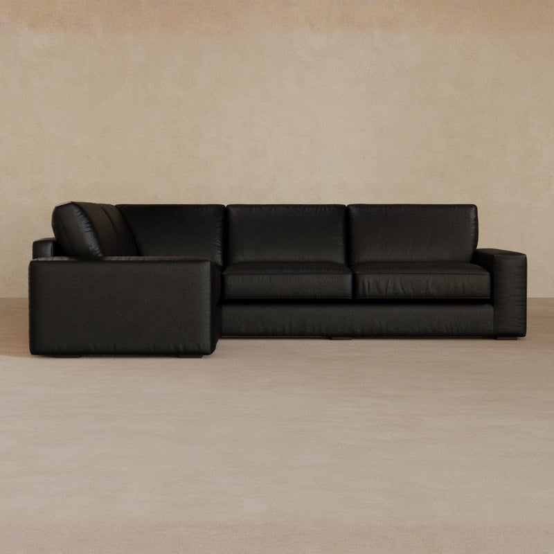 3 Seater Sectional-Full Grain Leather-Charcoal