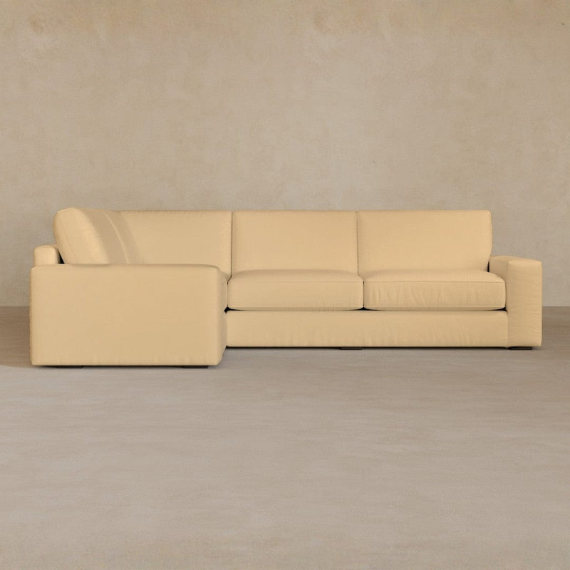 3 Seater Sectional-Full Grain Leather-Fawn