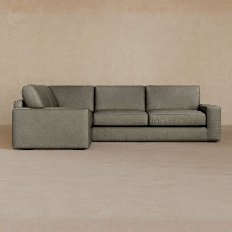 3 Seater Sectional-Full Grain Leather-Greige