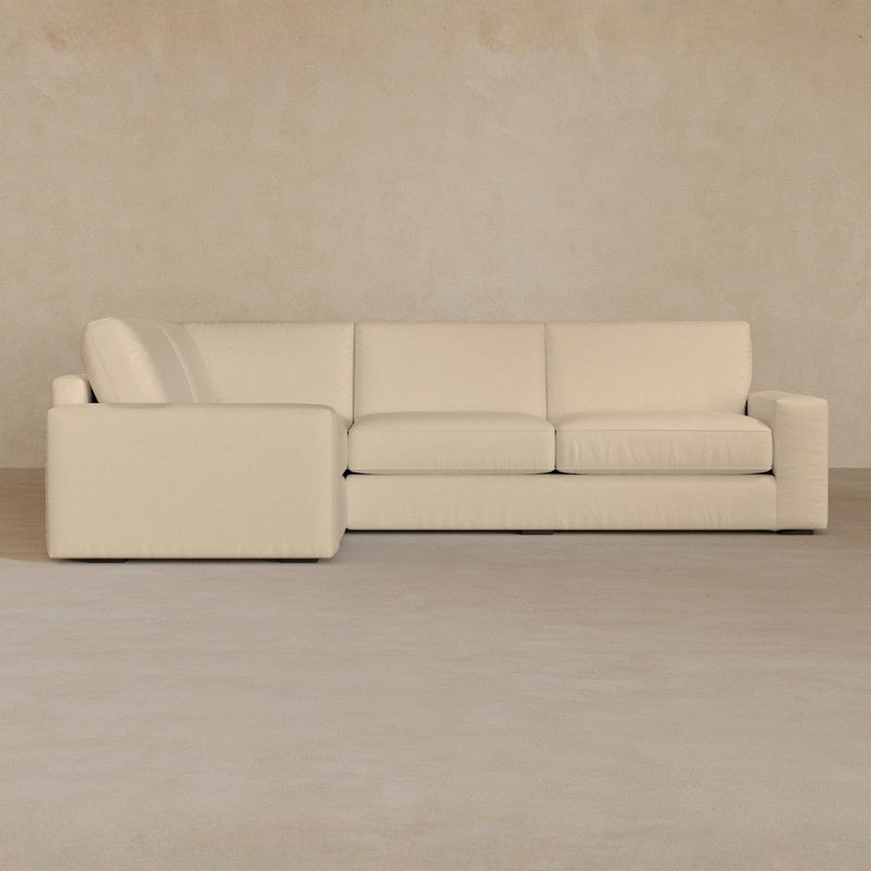 3 Seater Sectional-Full Grain Leather-Linen