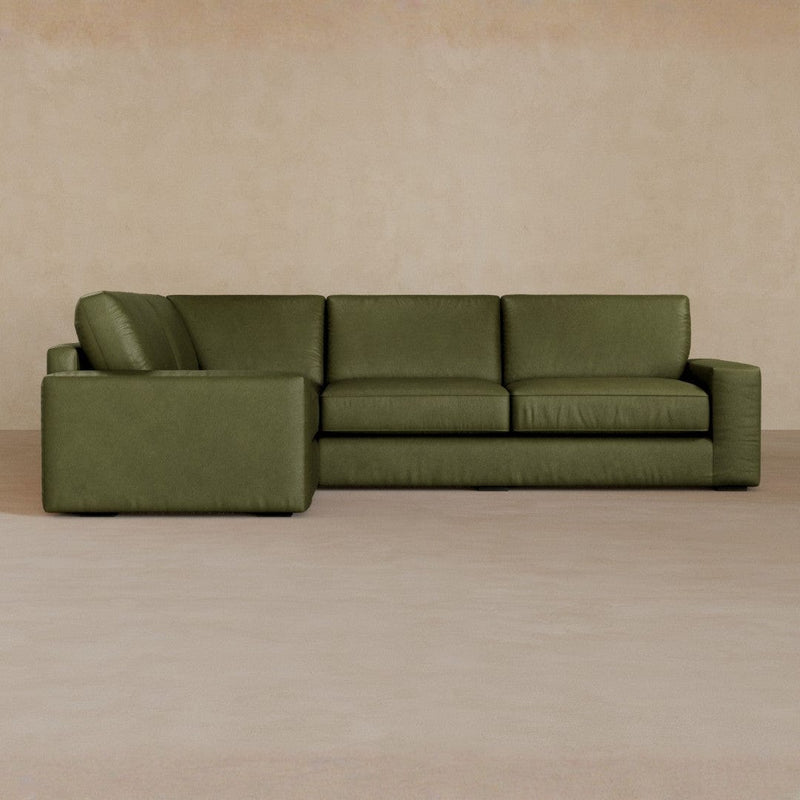 3 Seater Sectional-Full Grain Leather-Olive
