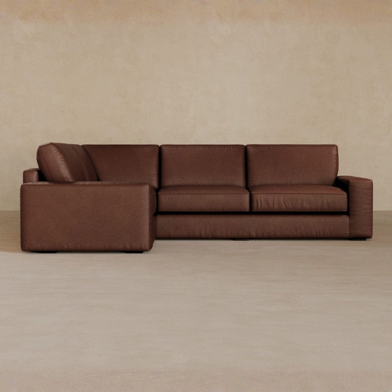3 Seater Sectional-Full Grain Leather-Oxblood