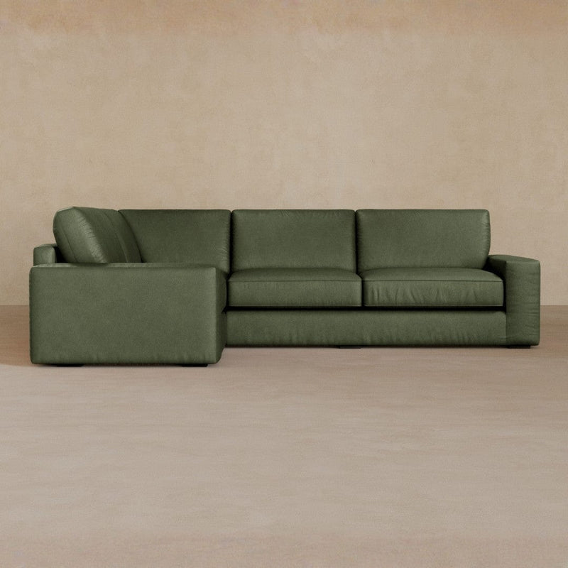 3 Seater Sectional-Full Grain Leather-Sage