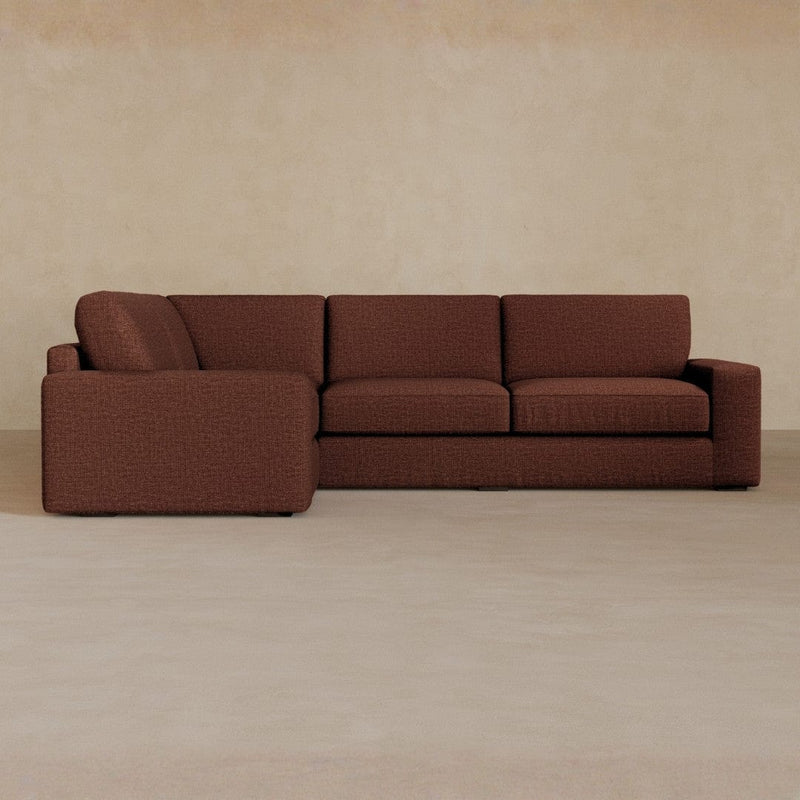 3 Seater Sectional-Linen Blend-Oxblood