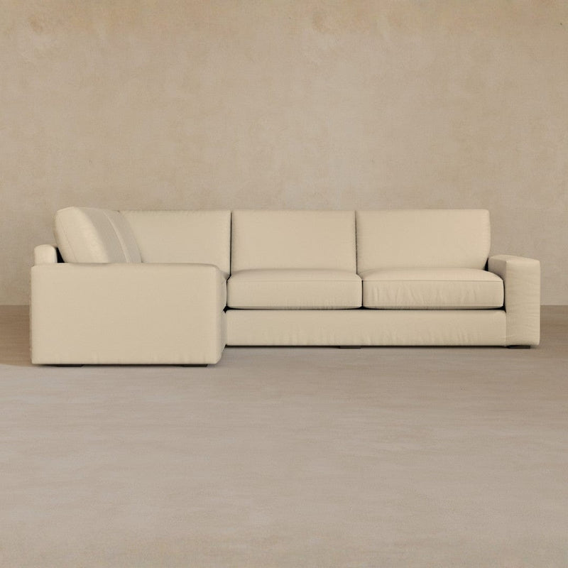 3 Seater Sectional-Top Grain Leather-Alabaster
