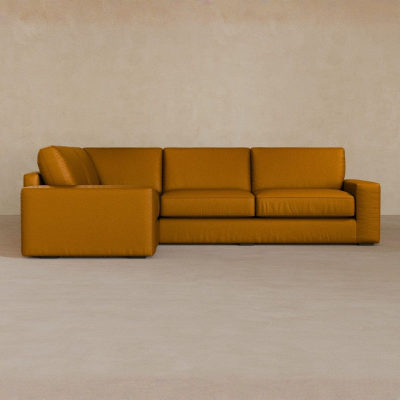 3 Seater Sectional-Top Grain Leather-Camel