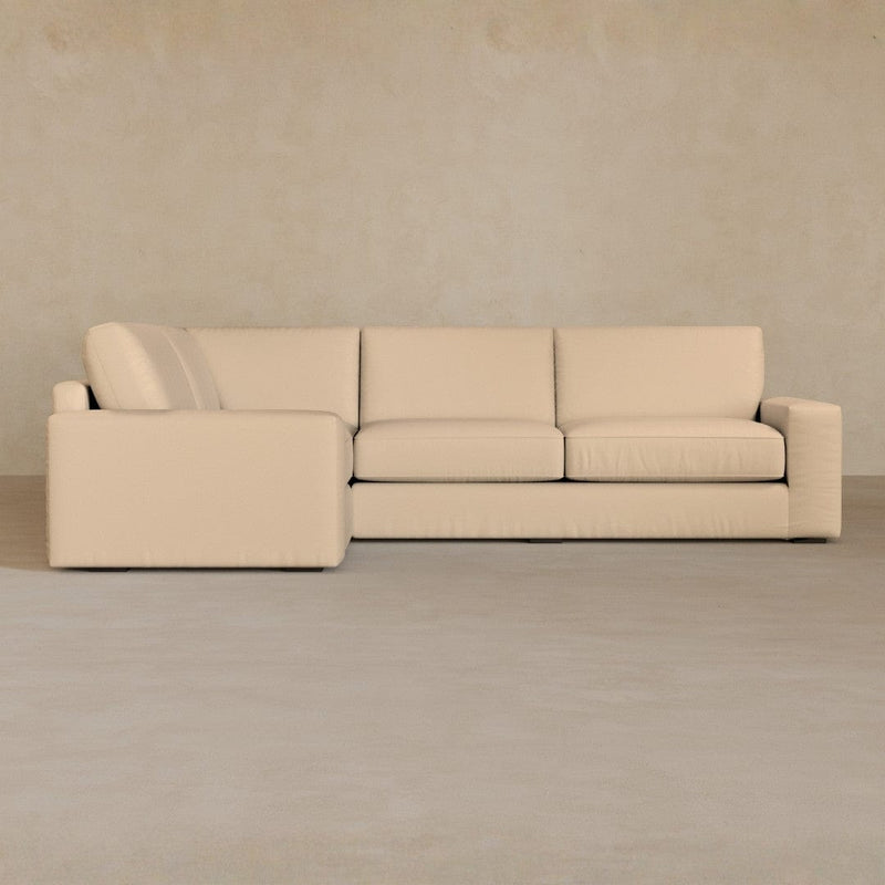3 Seater Sectional-Top Grain Leather-Chalk