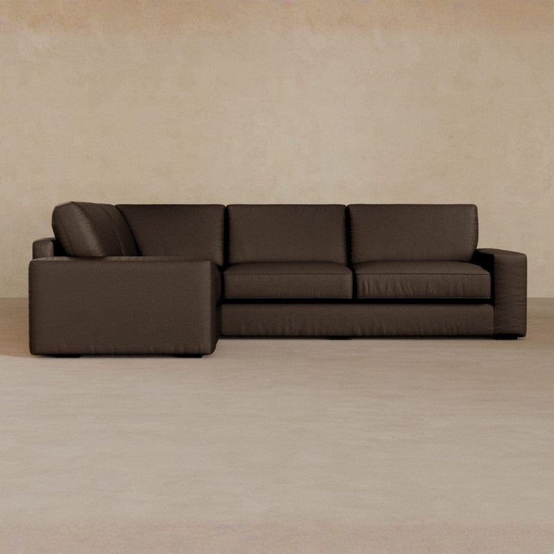 3 Seater Sectional-Top Grain Leather-Espresso