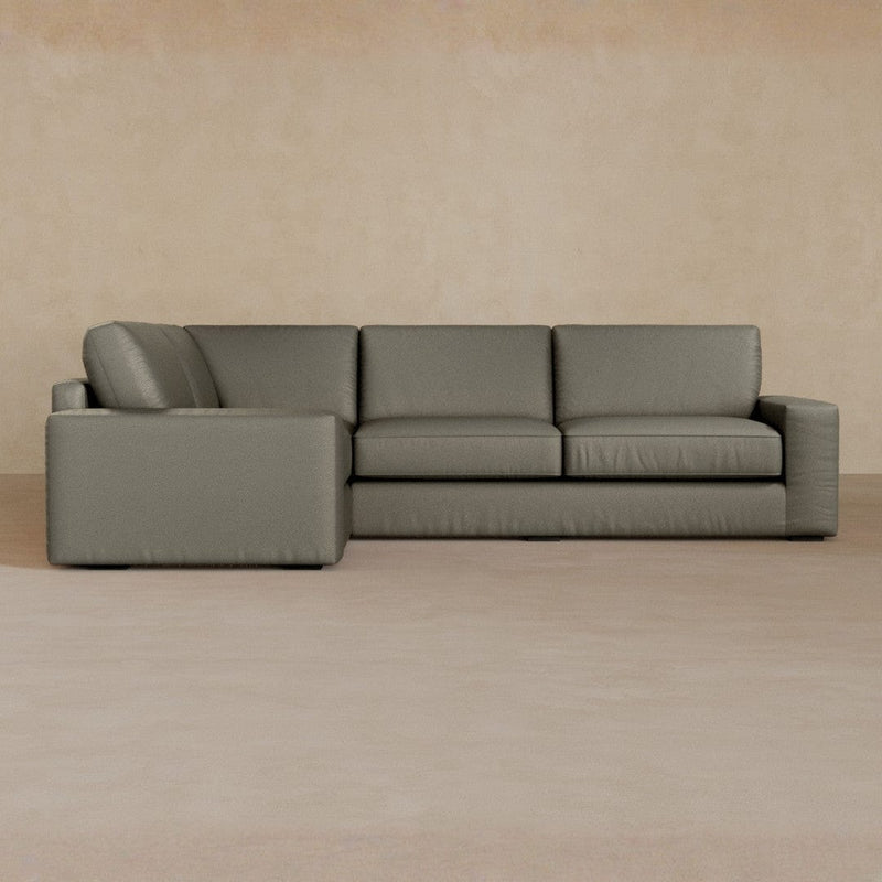 3 Seater Sectional-Top Grain Leather-Greige