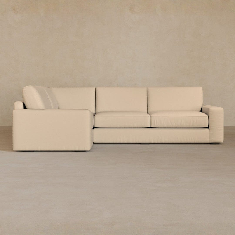 3 Seater Sectional-Top Grain Leather-Linen