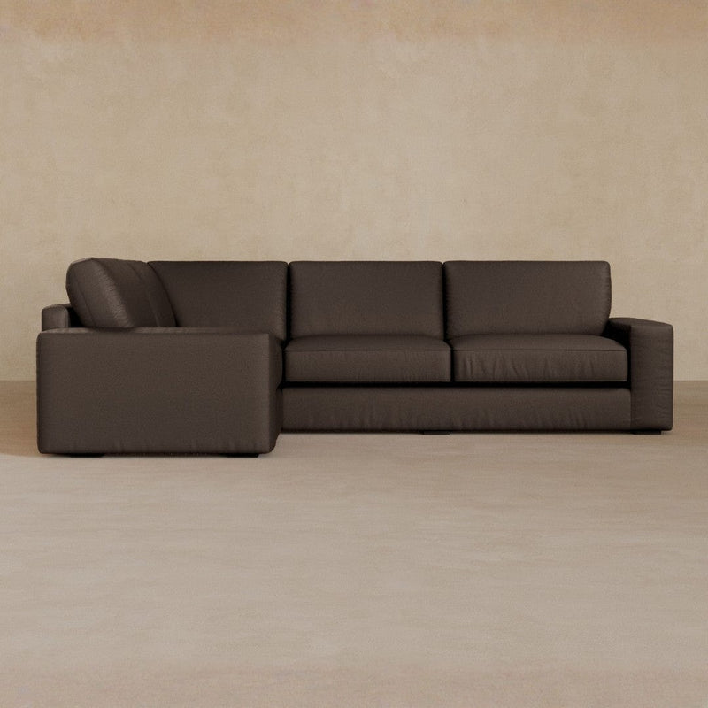 3 Seater Sectional-Top Grain Leather-Mink