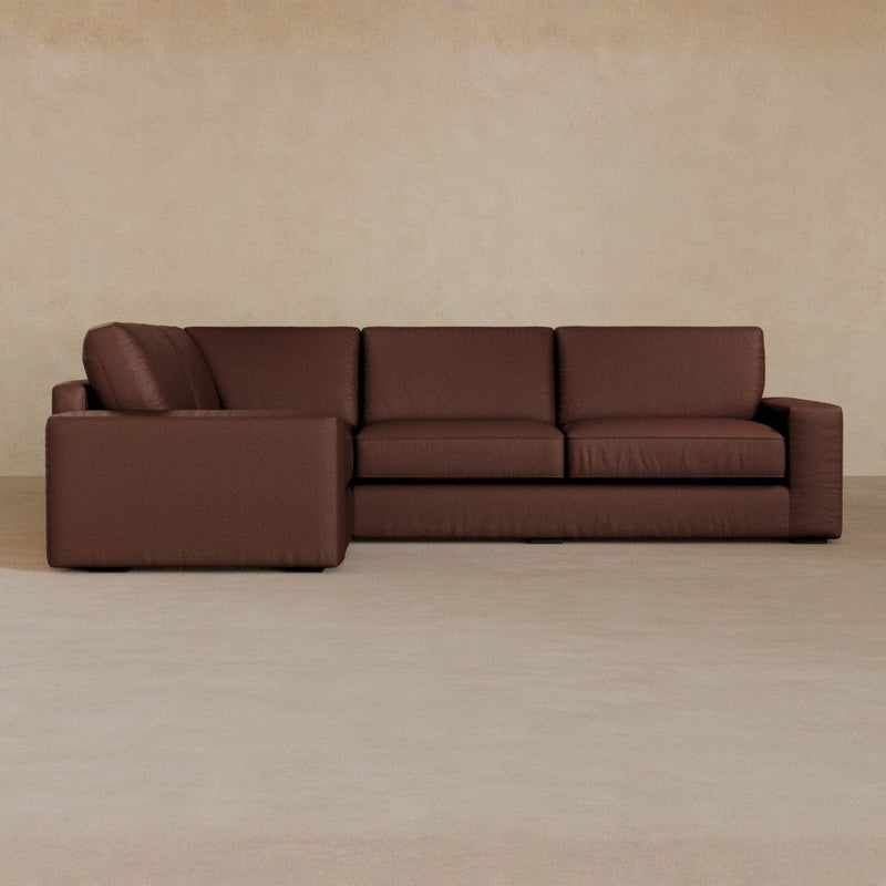 3 Seater Sectional-Top Grain Leather-Oxblood