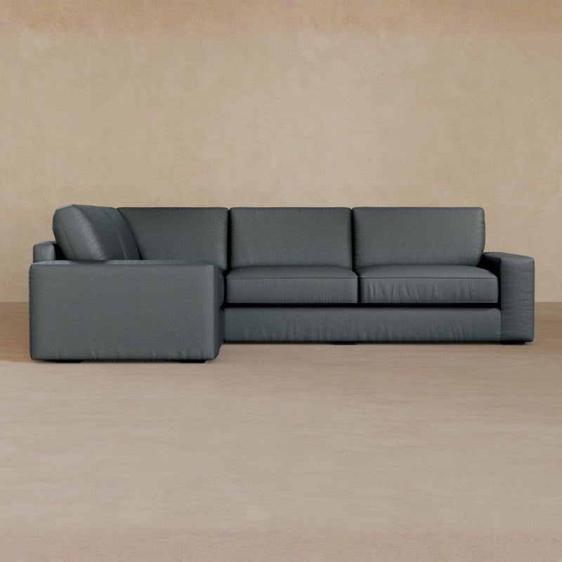 3 Seater Sectional-Top Grain Leather-Pewter