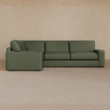 3 Seater Sectional-Top Grain Leather-Sage