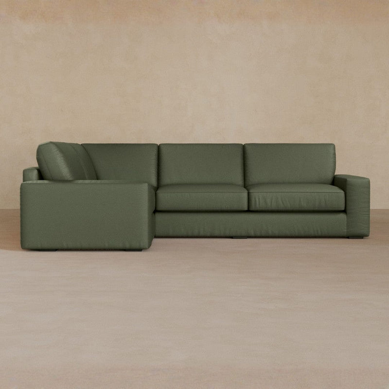 3 Seater Sectional-Top Grain Leather-Sage