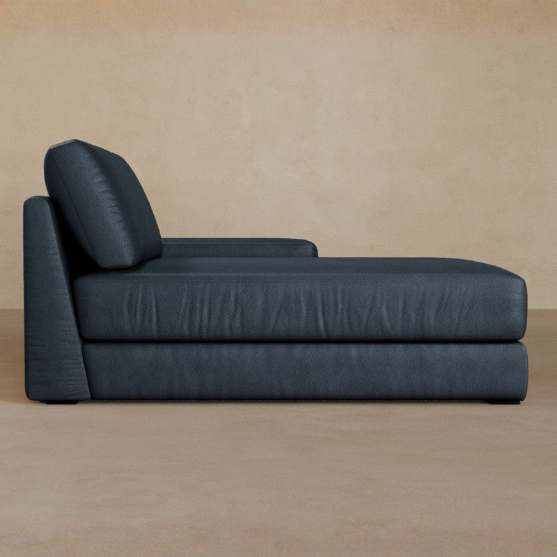 Chaise-Full Grain Leather-Navy