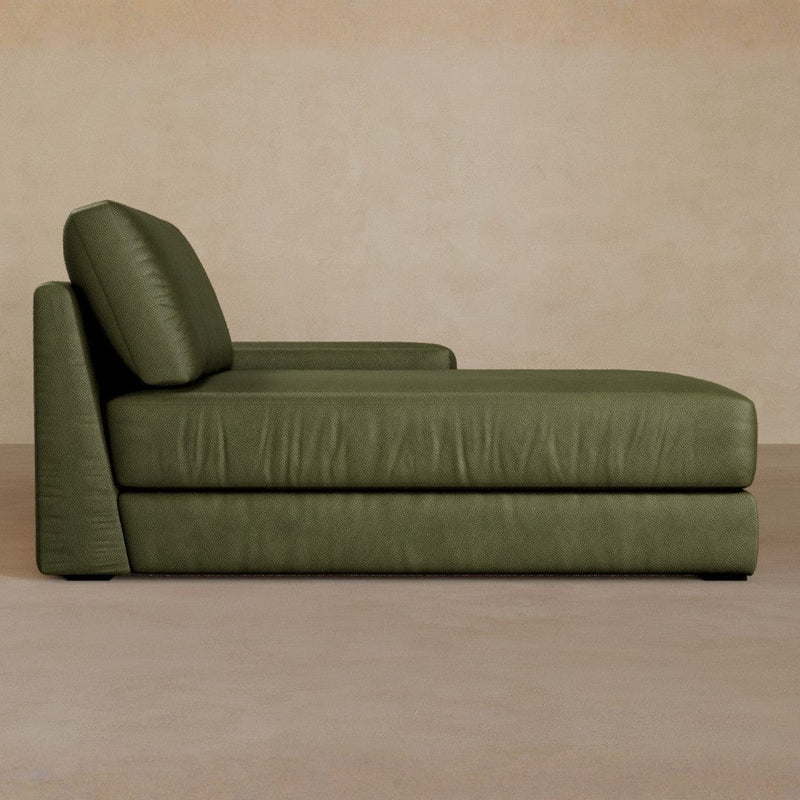Chaise-Full Grain Leather-Olive