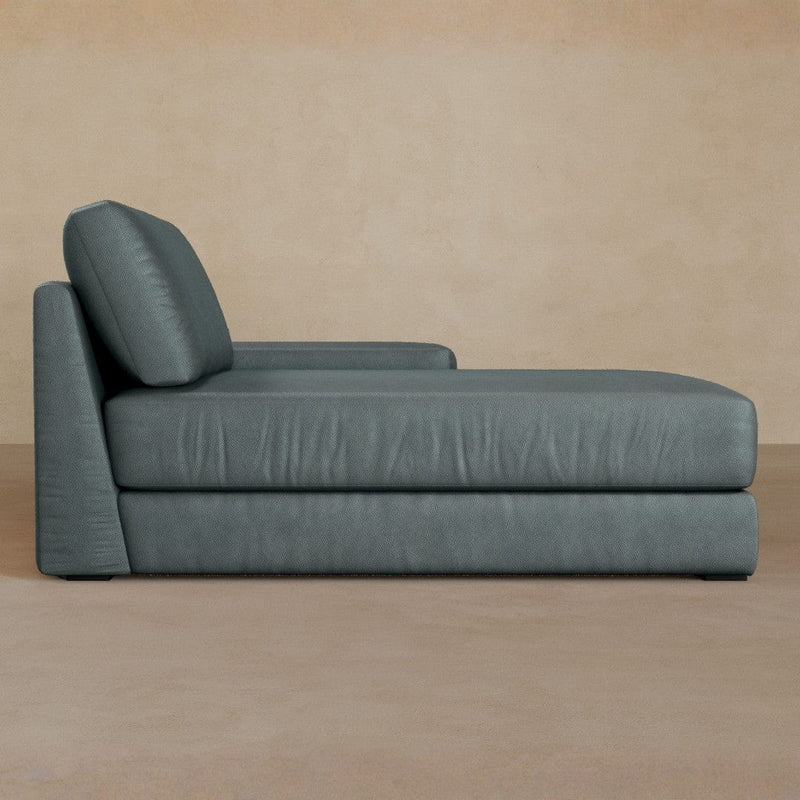 Chaise-Full Grain Leather-Pewter