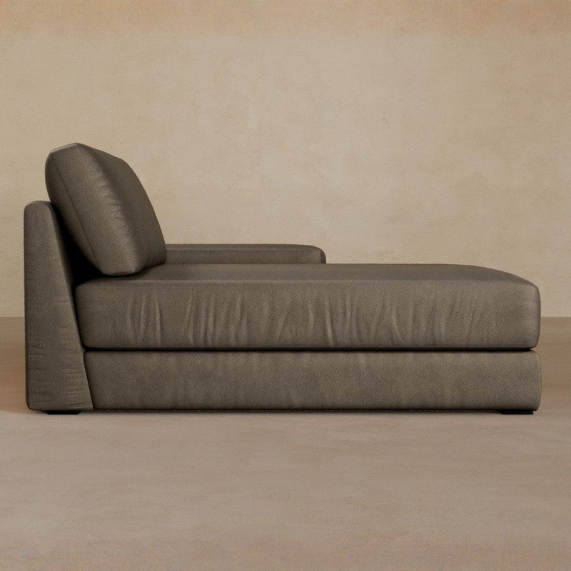 Chaise-Full Grain Leather-Stone