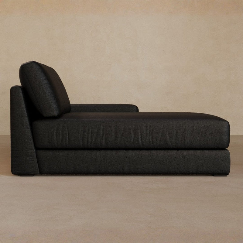 Chaise-Top Grain Leather-Charcoal