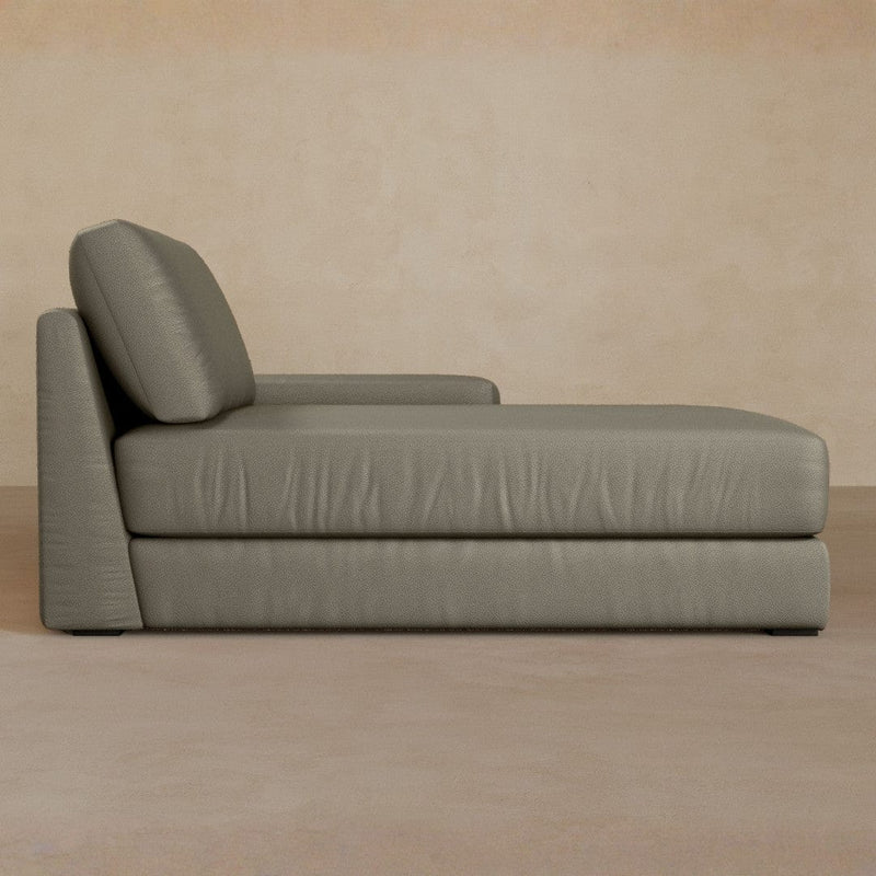 Chaise-Top Grain Leather-Greige