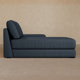 Chaise-Top Grain Leather-Navy