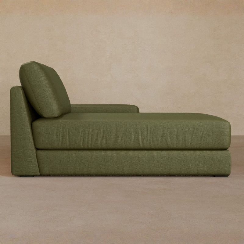 Chaise-Top Grain Leather-Olive