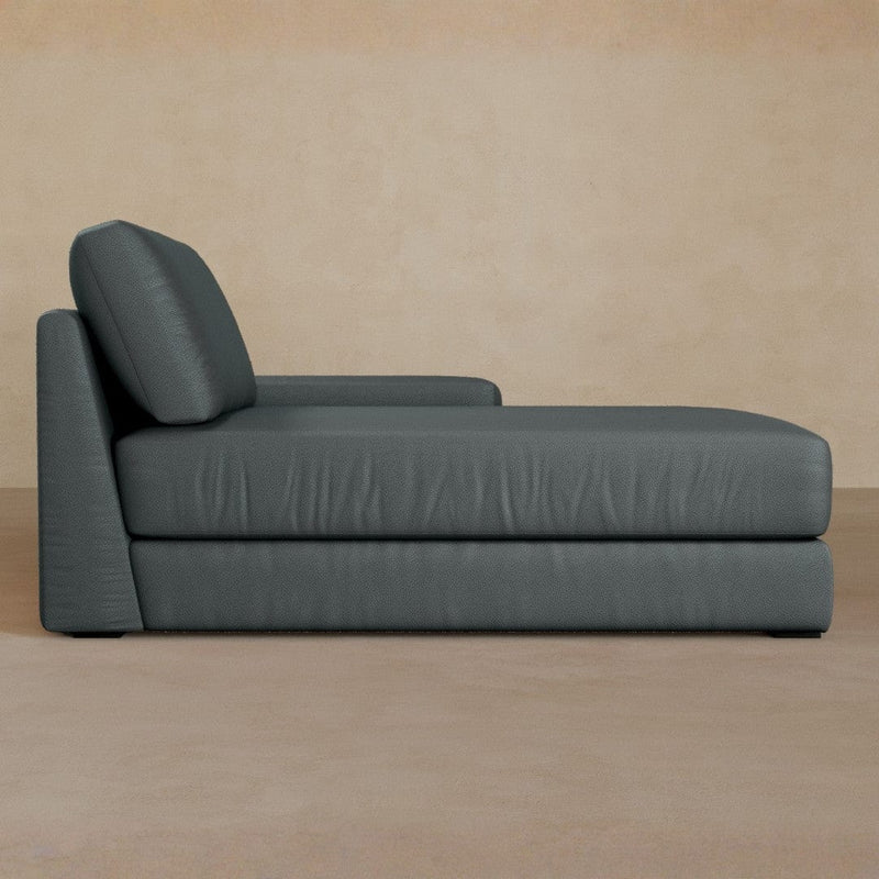 Chaise-Top Grain Leather-Pewter