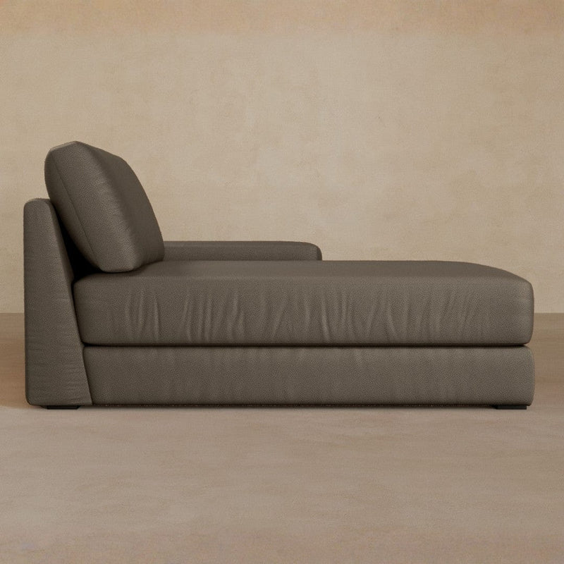 Chaise-Top Grain Leather-Stone